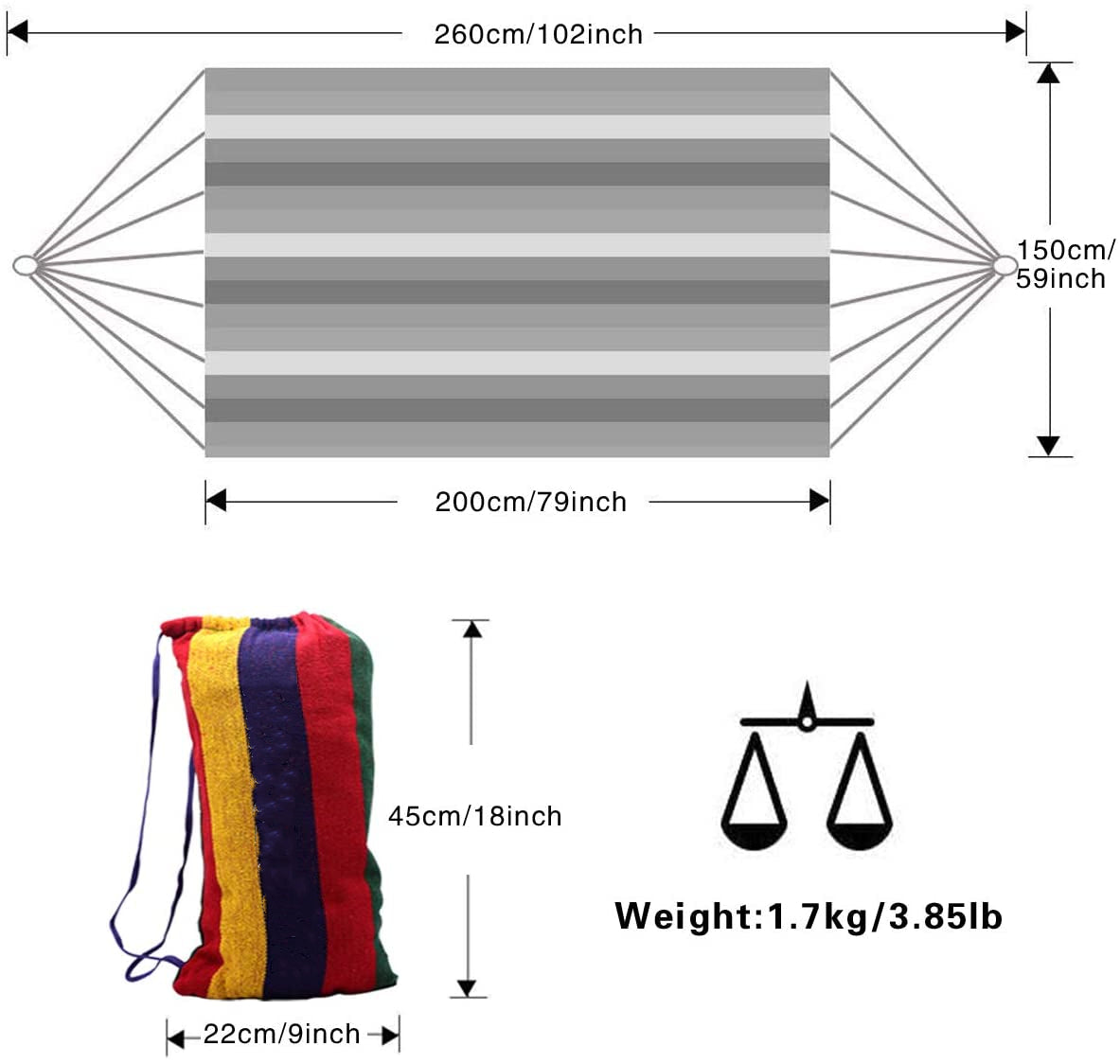 Durable canvas hammock with 275 lb weight capacity