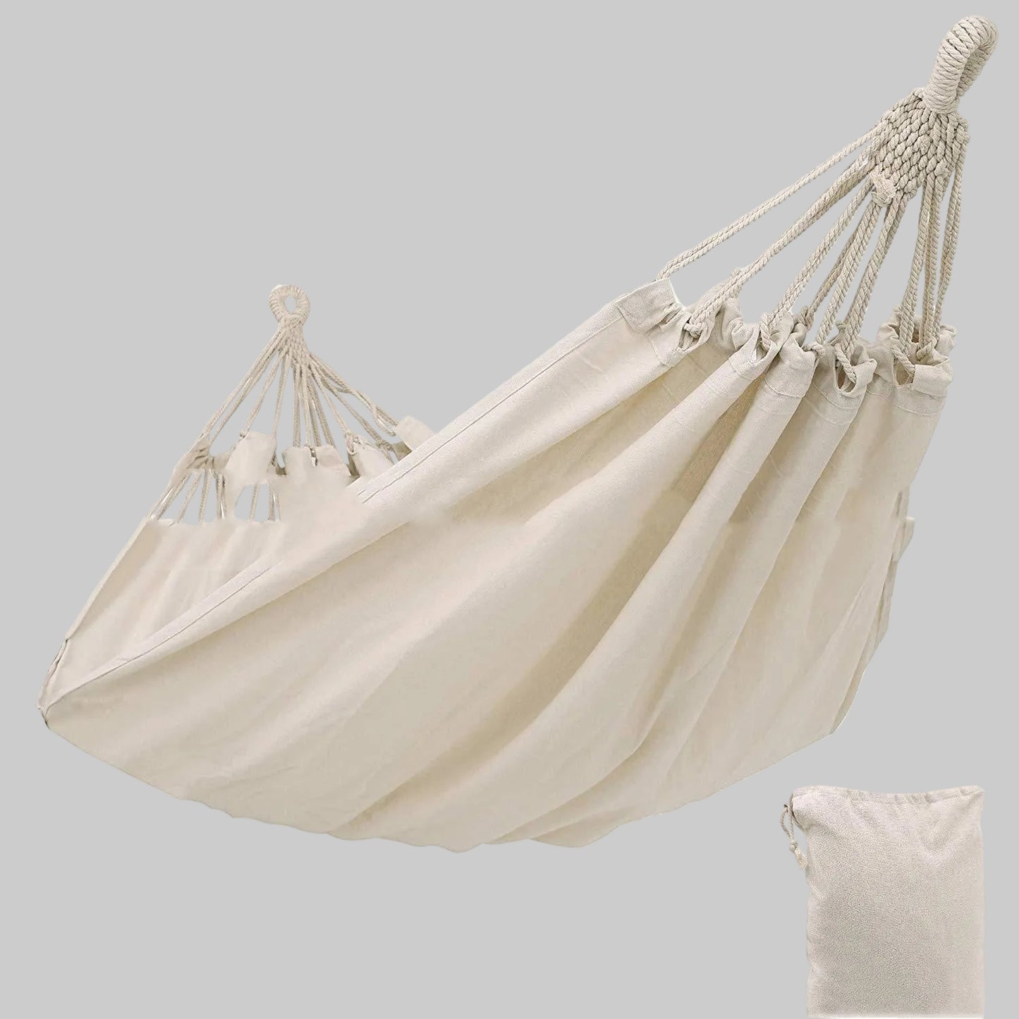 Heavy duty canvas hammock for indoor and outdoor relaxation