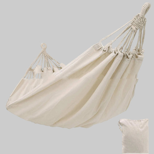 Heavy duty canvas hammock for indoor and outdoor relaxation