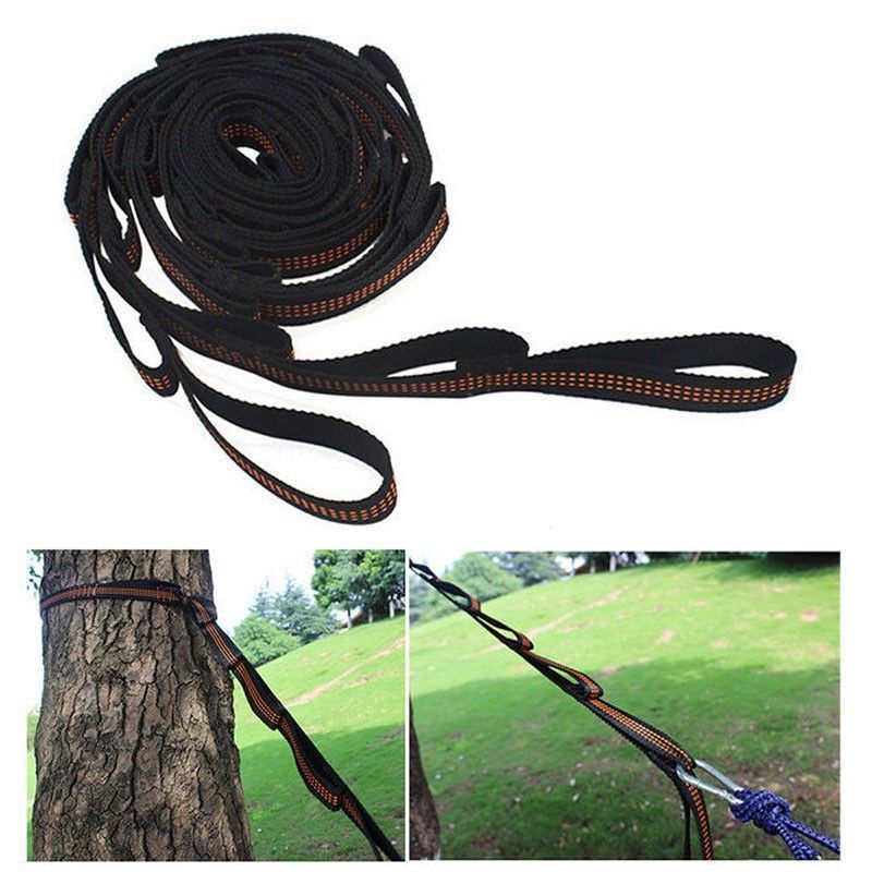 Heavy-duty hammock tree straps for camping and outdoor use