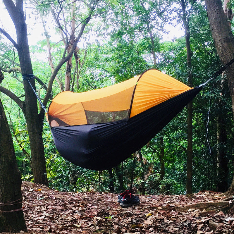 Lightweight parachute hammock with mosquito protection for camping