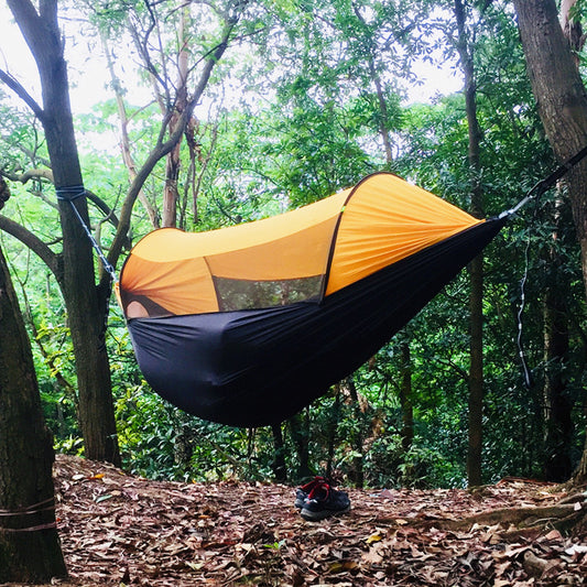 Lightweight parachute hammock with mosquito protection for camping