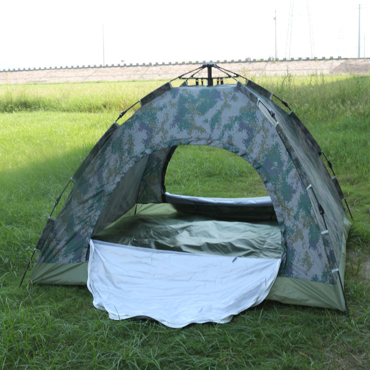 Outdoor camping shelter with quick setup design