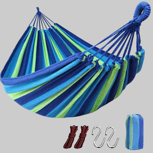 Portable canvas camping hammock for outdoor travel and relaxation