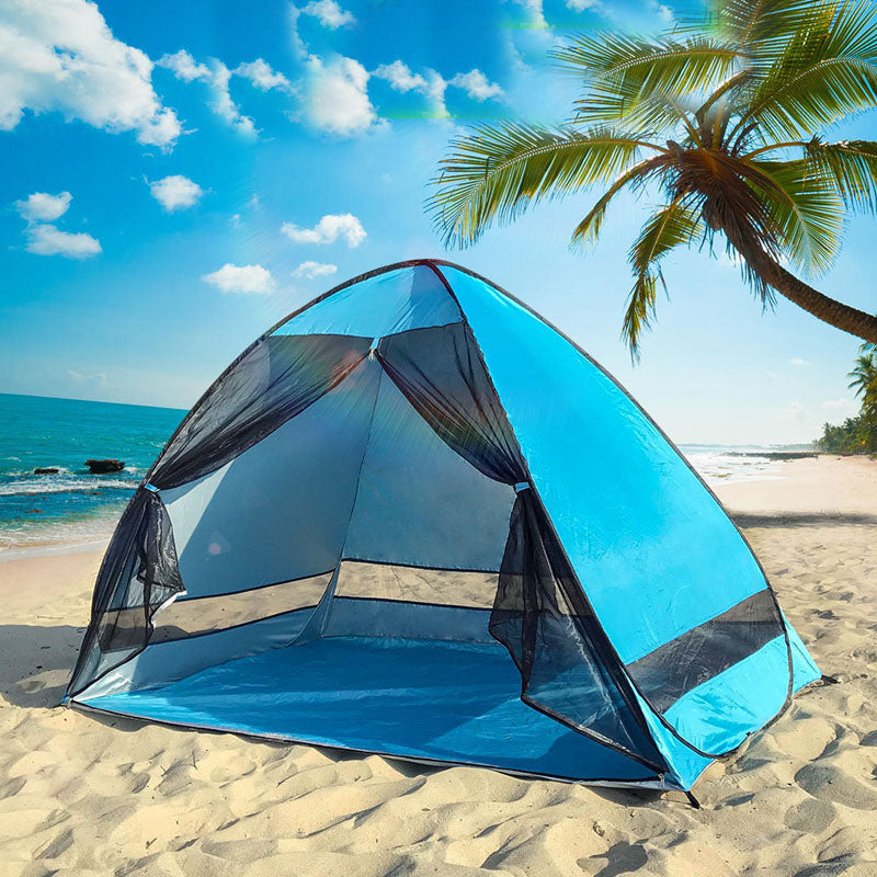 UV-resistant beach tent with quick 2-second setup